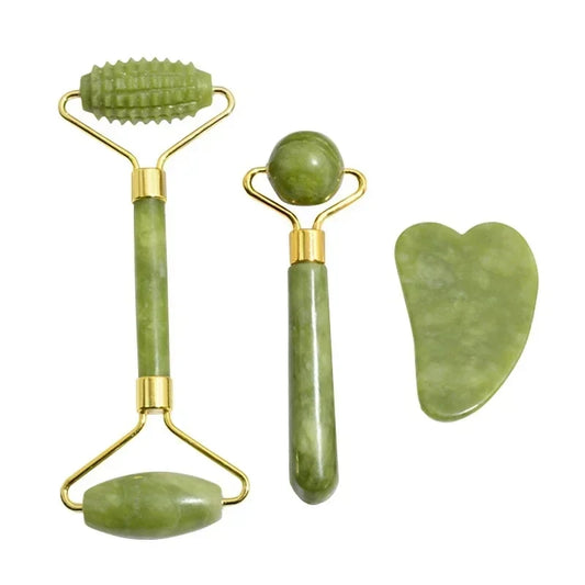 Natural Jade Roller and Gua Sha Massage Set