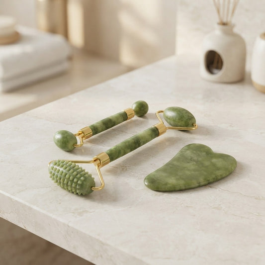 Natural Jade Roller and Gua Sha Massage Set